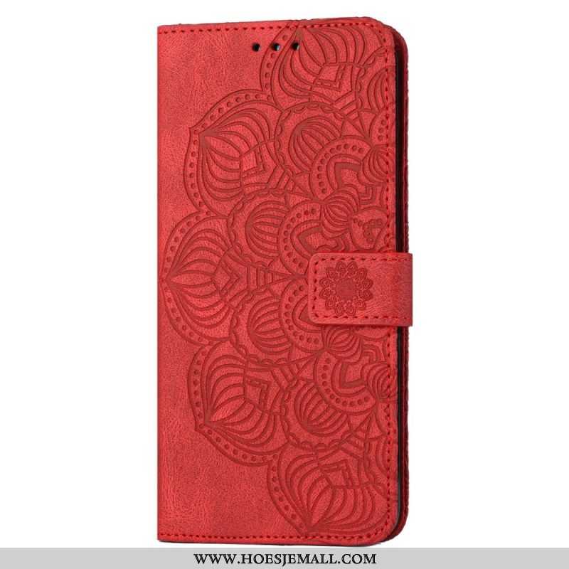 Leren Hoesje voor Samsung Galaxy S23 Plus 5G Met Ketting Strakke Mandala