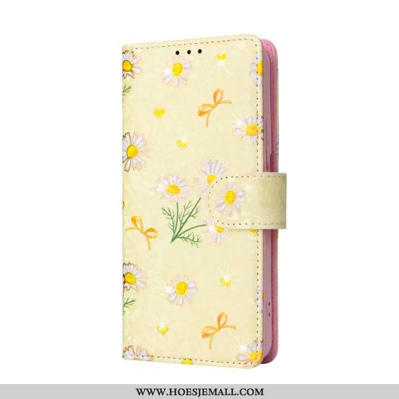 Folio-hoesje voor Samsung Galaxy S23 Plus 5G Rfid-bloemen Met Sleutelkoord