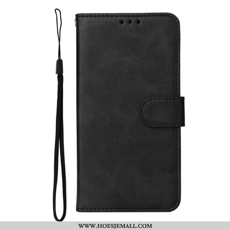 Flip Case voor Samsung Galaxy S23 Plus 5G Met Ketting Effen Met Bandje