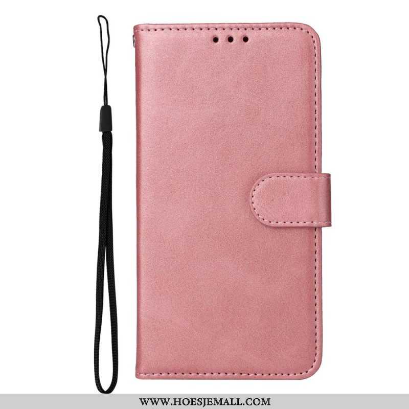 Flip Case voor Samsung Galaxy S23 Plus 5G Met Ketting Effen Met Bandje