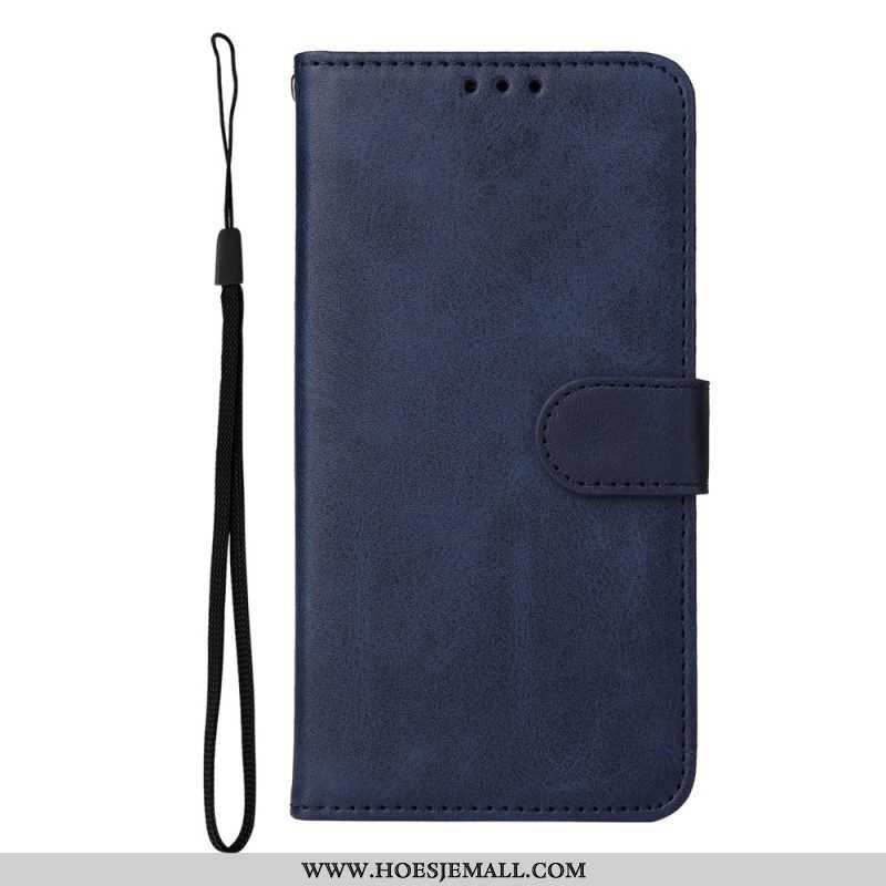 Flip Case voor Samsung Galaxy S23 Plus 5G Met Ketting Effen Met Bandje