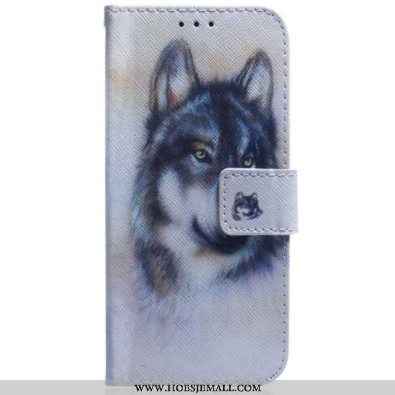 Folio-hoesje voor Samsung Galaxy S23 Ultra 5G Aquarel Wolf
