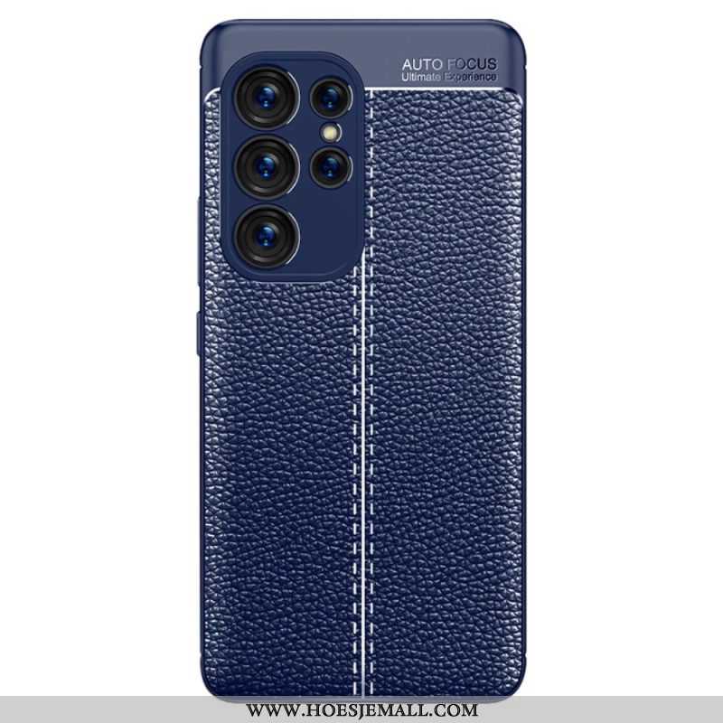 Hoesje voor Samsung Galaxy S23 Ultra 5G Dubbellijnig Litchi-leereffect