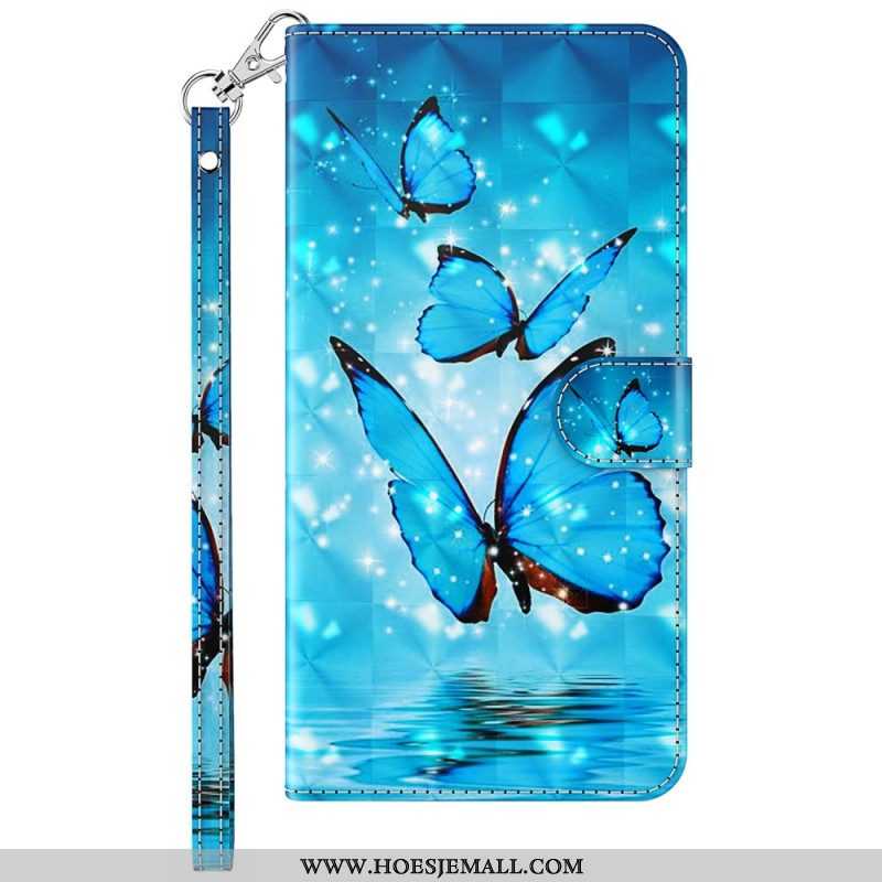 Folio-hoesje voor Samsung Galaxy S23 Ultra 5G Met Ketting Riem Vlinders