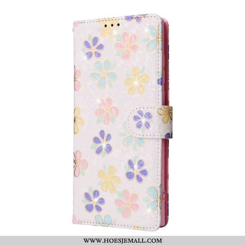 Leren Hoesje voor Samsung Galaxy S23 Ultra 5G Rfid-bloemen Met Sleutelkoord