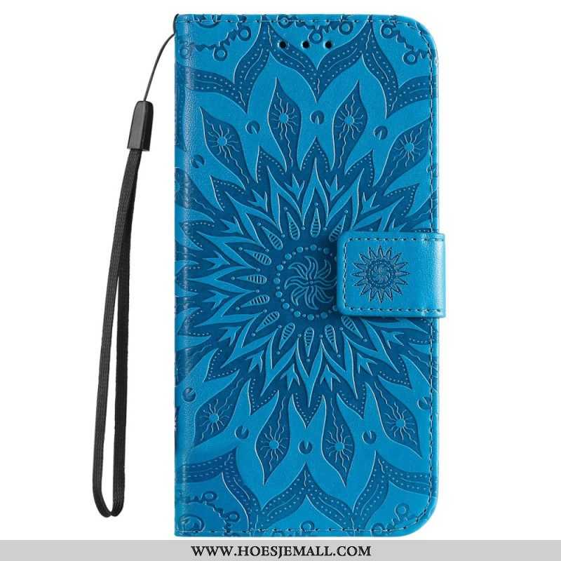 Folio-hoesje voor Samsung Galaxy S23 Ultra 5G Mandala Zon Met Lanyard