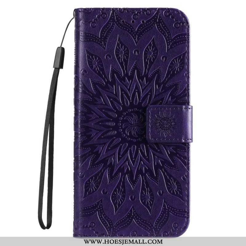 Folio-hoesje voor Samsung Galaxy S23 Ultra 5G Mandala Zon Met Lanyard