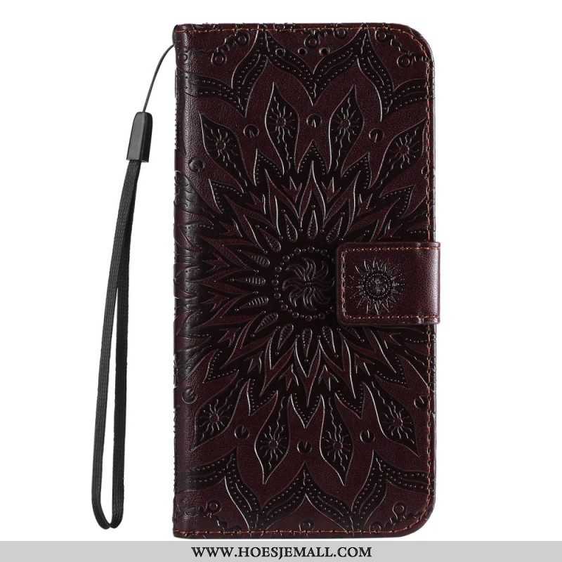 Folio-hoesje voor Samsung Galaxy S23 Ultra 5G Mandala Zon Met Lanyard