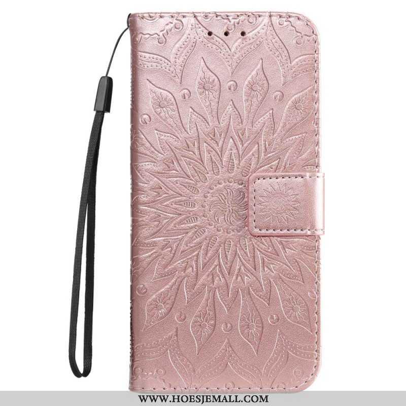 Folio-hoesje voor Samsung Galaxy S23 Ultra 5G Mandala Zon Met Lanyard