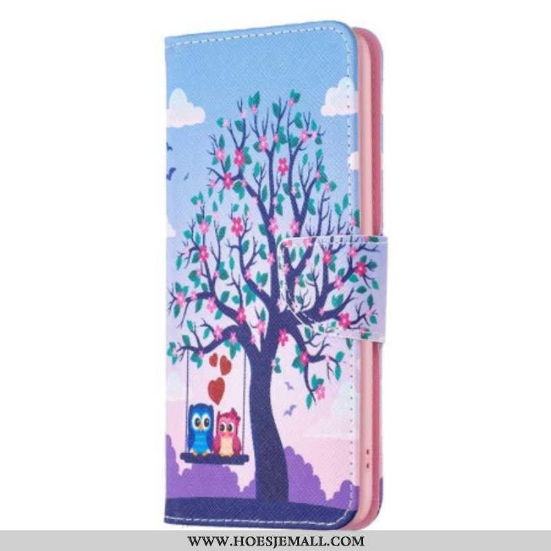 Flip Case voor Samsung Galaxy S23 Ultra 5G Uilen Op De Schommel