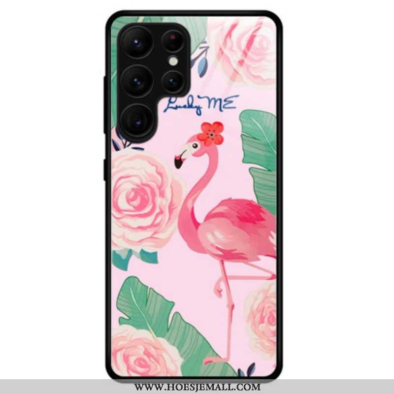 Hoesje voor Samsung Galaxy S23 Ultra 5G Flamingo Gehard Glas