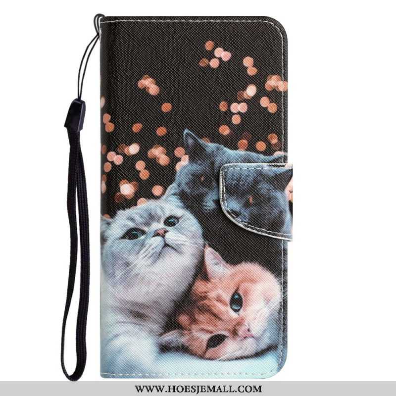 Leren Hoesje voor Samsung Galaxy S23 Ultra 5G Met Ketting Alleen Stringkatten