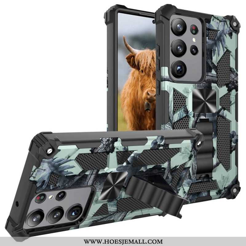 Hoesje voor Samsung Galaxy S23 Ultra 5G Camouflage Verwijderbare Ondersteuning