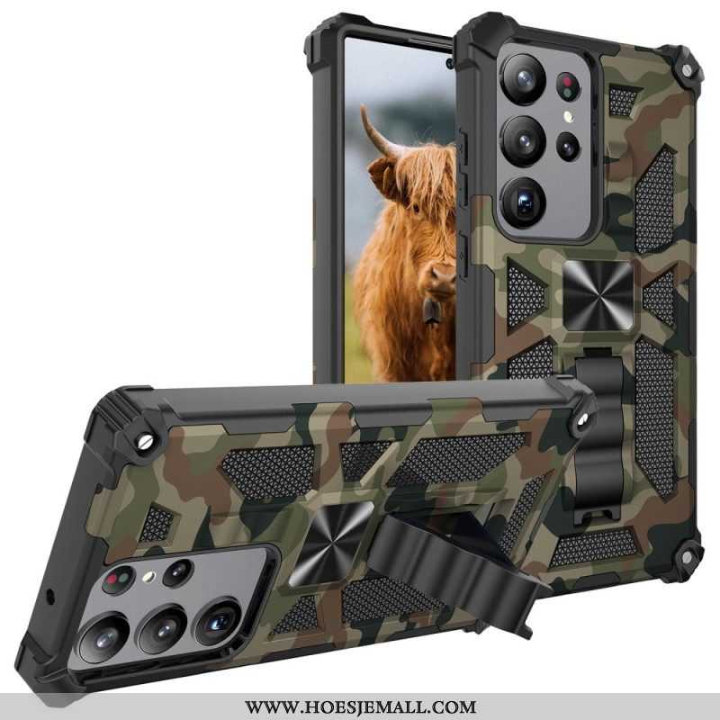 Hoesje voor Samsung Galaxy S23 Ultra 5G Camouflage Verwijderbare Ondersteuning