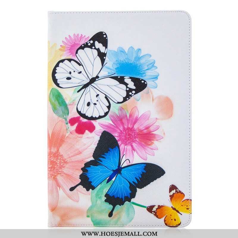 Cover voor Samsung Galaxy Tab S8 / Tab S7 Aquarel Vlinders