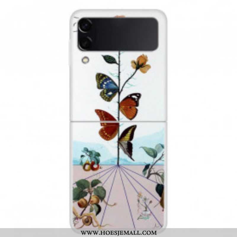 Telefoonhoesje voor Samsung Galaxy Z Flip 3 5G Folio-hoesje Natuur Vlinders