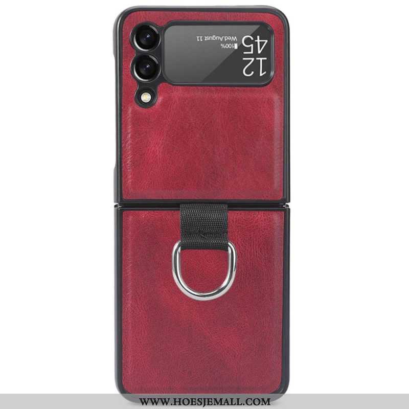 Hoesje voor Samsung Galaxy Z Flip 3 5G Folio-hoesje Vintage Lederen Stijl Met Ring