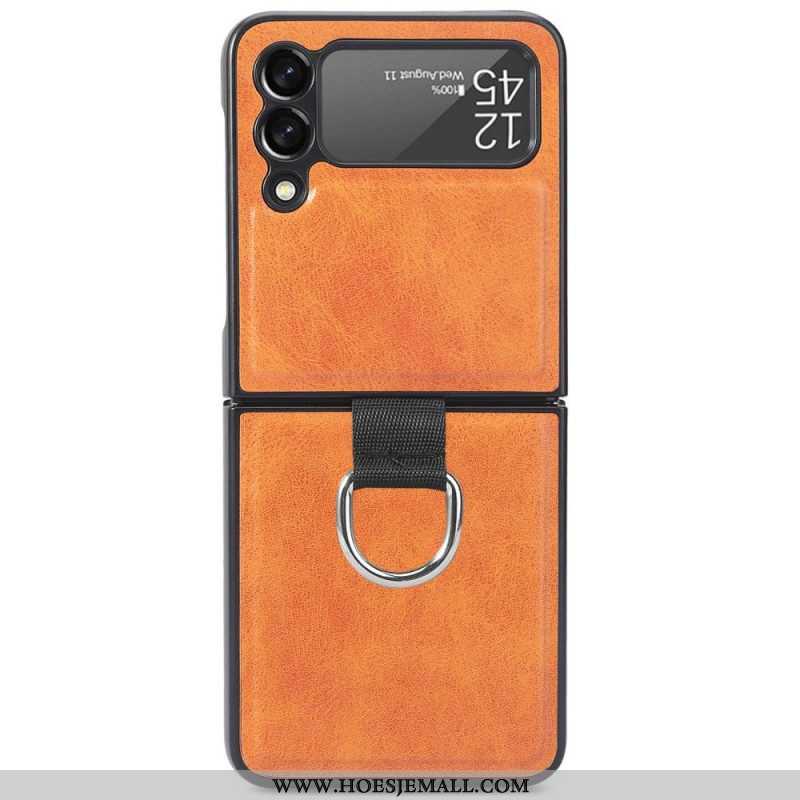 Hoesje voor Samsung Galaxy Z Flip 3 5G Folio-hoesje Vintage Lederen Stijl Met Ring