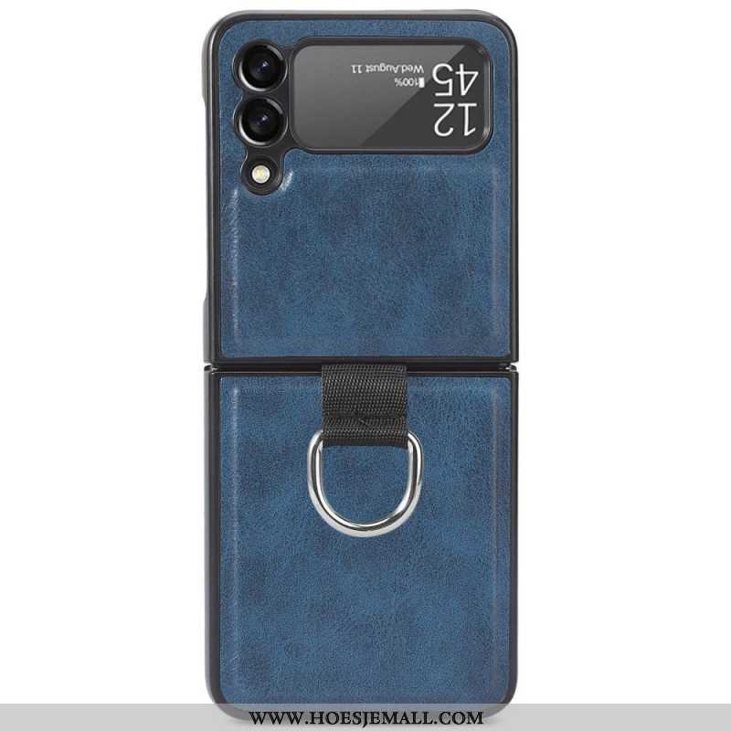 Hoesje voor Samsung Galaxy Z Flip 3 5G Folio-hoesje Vintage Lederen Stijl Met Ring