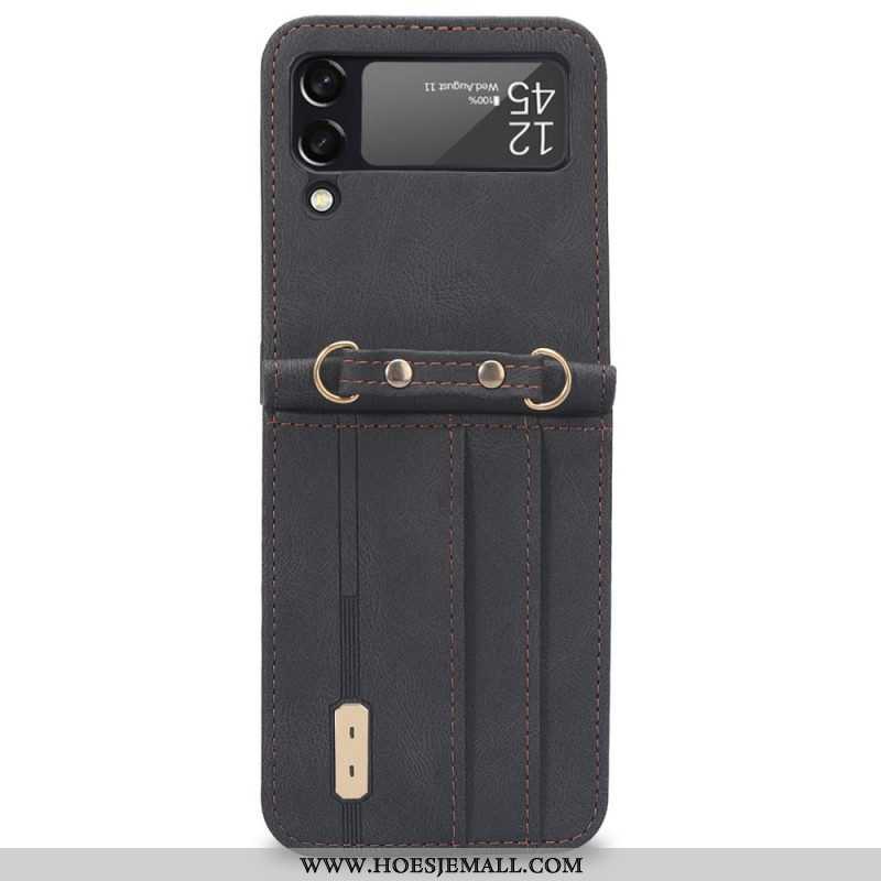 Hoesje voor Samsung Galaxy Z Flip 3 5G Folio-hoesje Stijl Lederen Kaarthouder En Lanyard