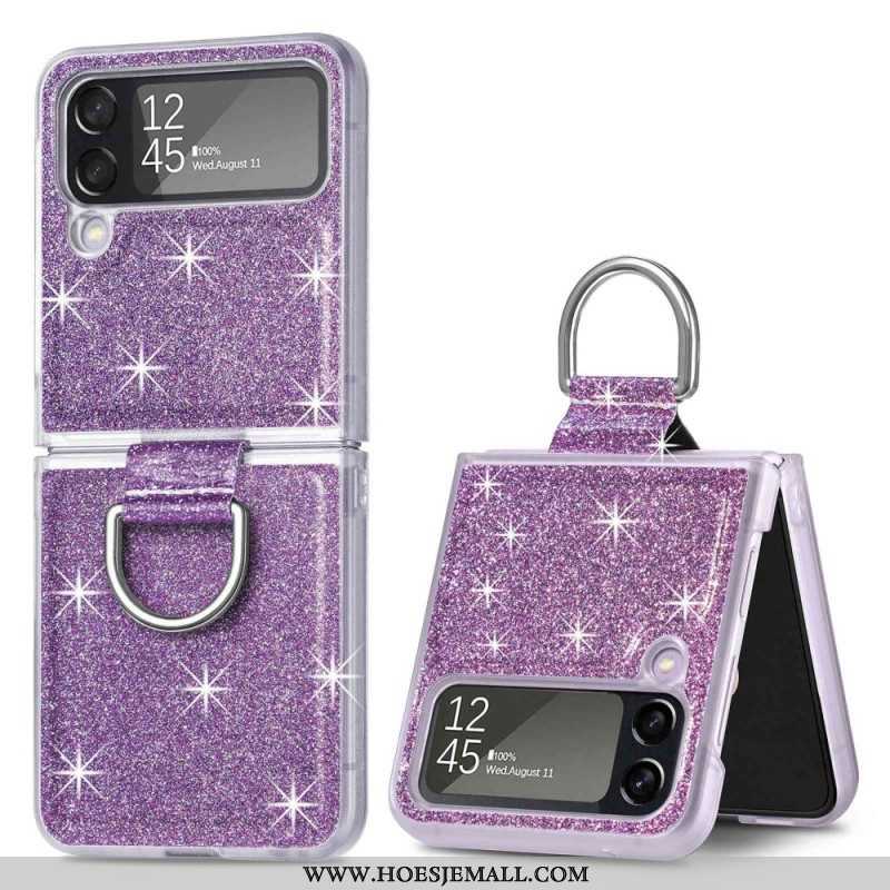 Hoesje voor Samsung Galaxy Z Flip 4 Folio-hoesje Pailletten En Ring