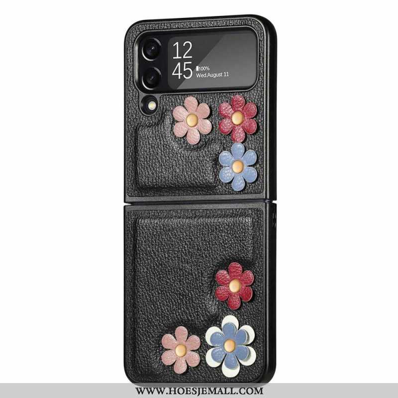 Hoesje voor Samsung Galaxy Z Flip 4 Folio-hoesje Bloemen Van Imitatieleer