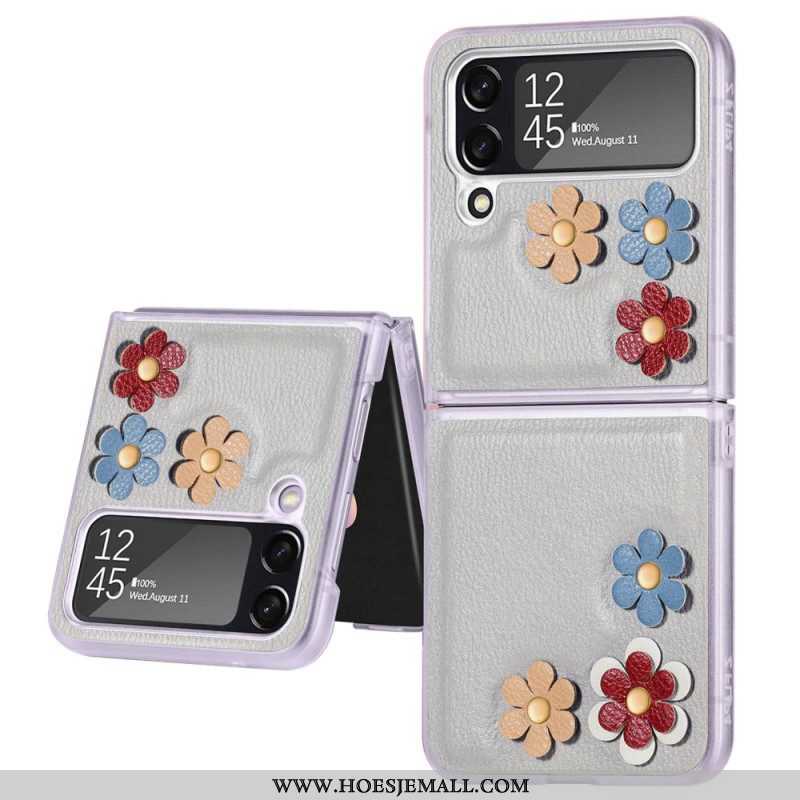 Hoesje voor Samsung Galaxy Z Flip 4 Folio-hoesje Bloemen Van Imitatieleer