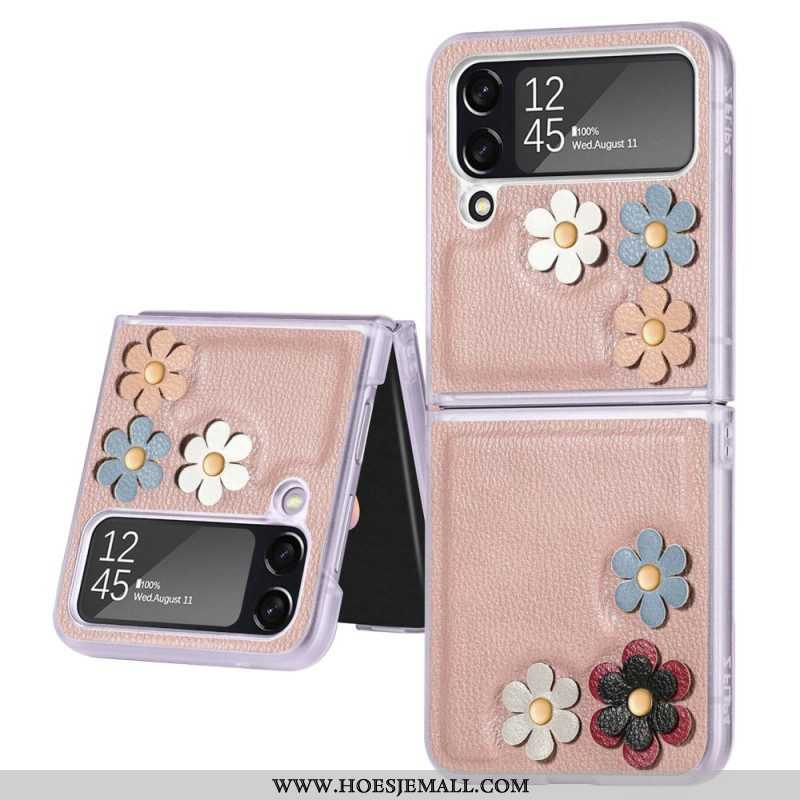 Hoesje voor Samsung Galaxy Z Flip 4 Folio-hoesje Bloemen Van Imitatieleer