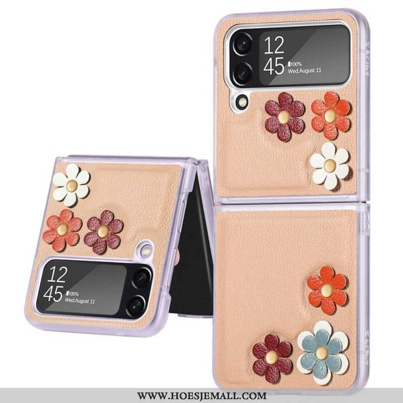 Hoesje voor Samsung Galaxy Z Flip 4 Folio-hoesje Bloemen Van Imitatieleer