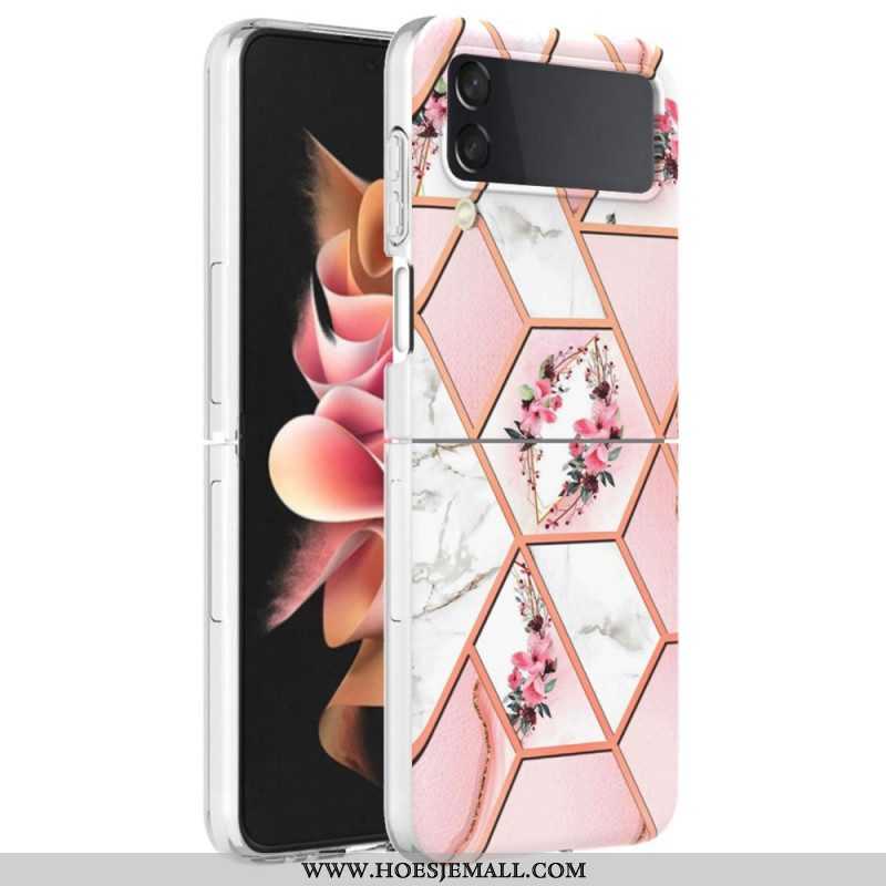 Hoesje voor Samsung Galaxy Z Flip 4 Folio-hoesje Bloemen Marmer