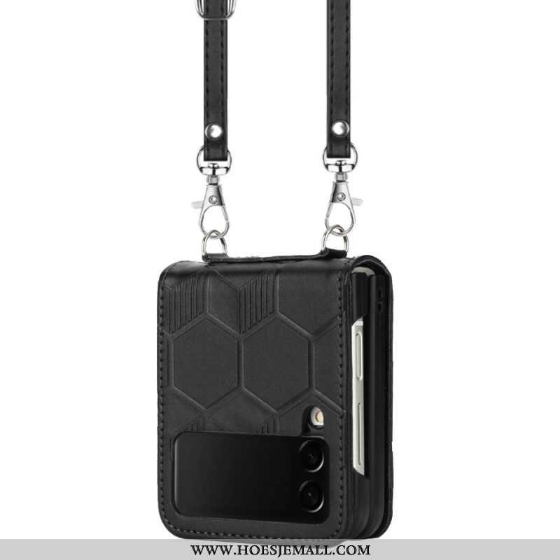 Hoesje voor Samsung Galaxy Z Flip 4 Folio-hoesje Design Voetbal Met Lanyard