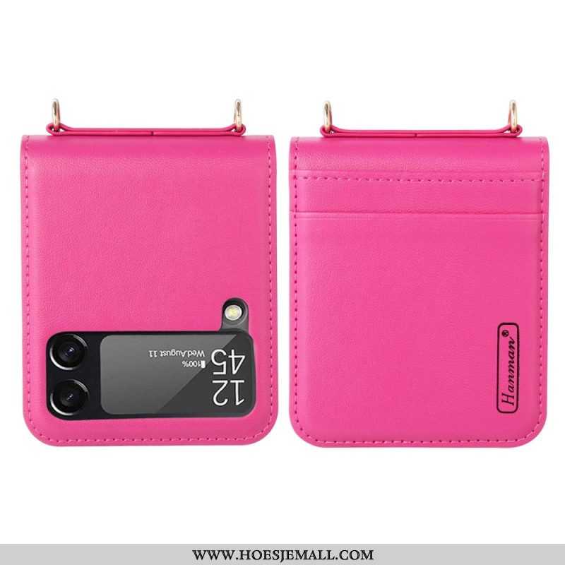 Hoesje voor Samsung Galaxy Z Flip 4 Folio-hoesje Leren Stijl Met Riem