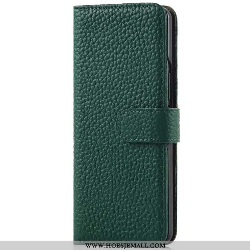 Leren Hoesje voor Samsung Galaxy Z Fold 3 5G Echte Litchi Lederen Pennenhouder