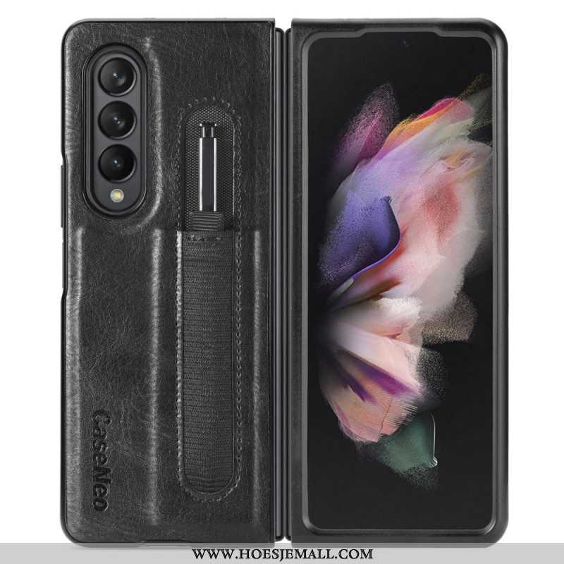 Hoesje voor Samsung Galaxy Z Fold 3 5G Stijl Lederen Stylus Houder Caseneo