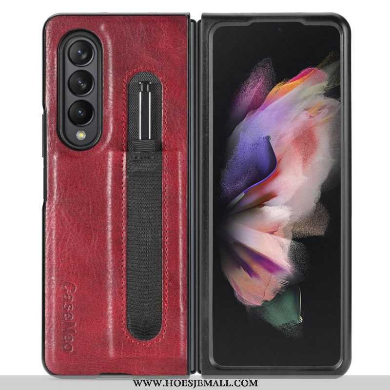 Hoesje voor Samsung Galaxy Z Fold 3 5G Stijl Lederen Stylus Houder Caseneo