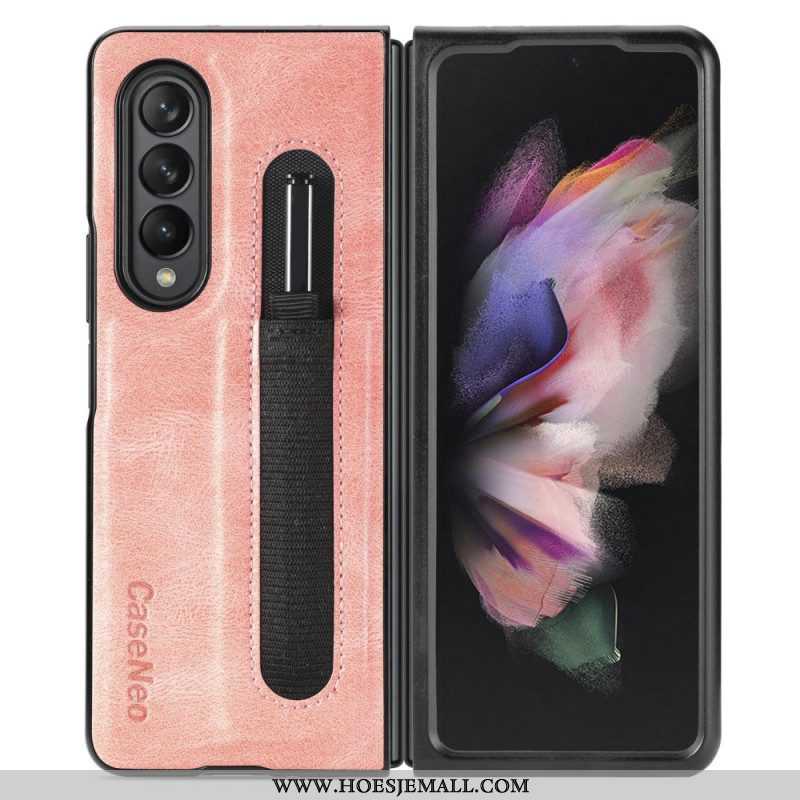 Hoesje voor Samsung Galaxy Z Fold 3 5G Stijl Lederen Stylus Houder Caseneo