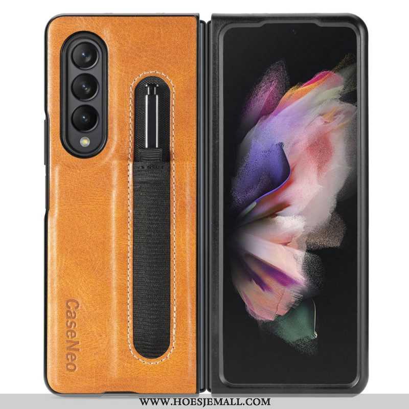 Hoesje voor Samsung Galaxy Z Fold 3 5G Stijl Lederen Stylus Houder Caseneo