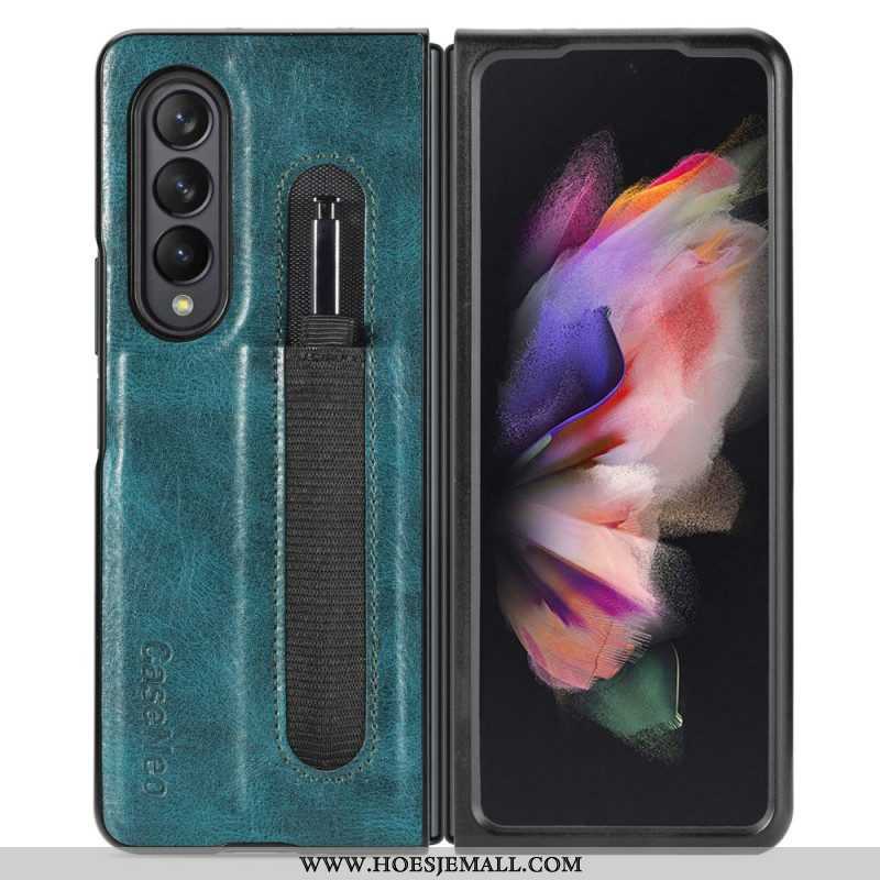 Hoesje voor Samsung Galaxy Z Fold 3 5G Stijl Lederen Stylus Houder Caseneo