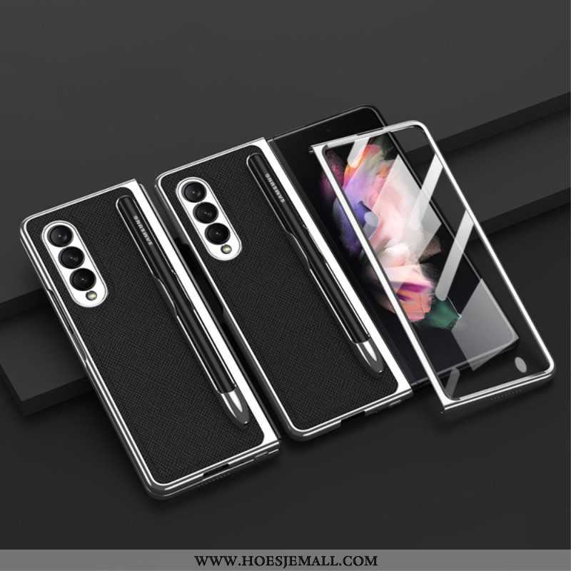 Hoesje voor Samsung Galaxy Z Fold 3 5G Bescherming Hoesje Gkk-schermbeschermer En Houder Voor Stylus