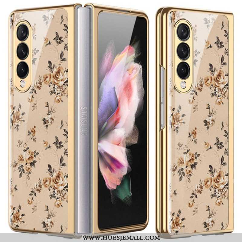 Telefoonhoesje voor Samsung Galaxy Z Fold 3 5G Bloemen Gehard Glas