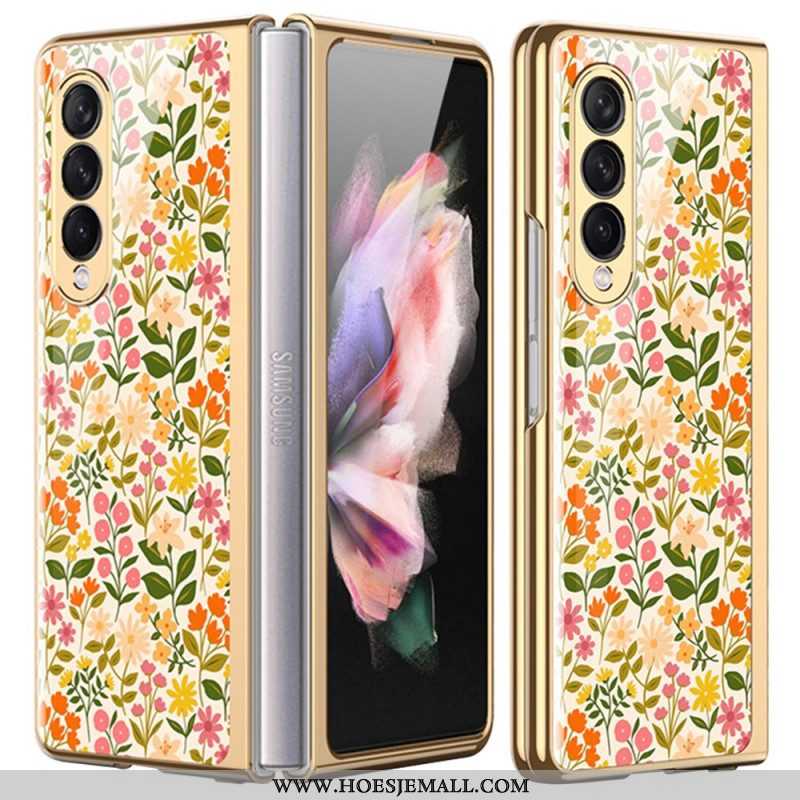 Telefoonhoesje voor Samsung Galaxy Z Fold 3 5G Bloemen Gehard Glas