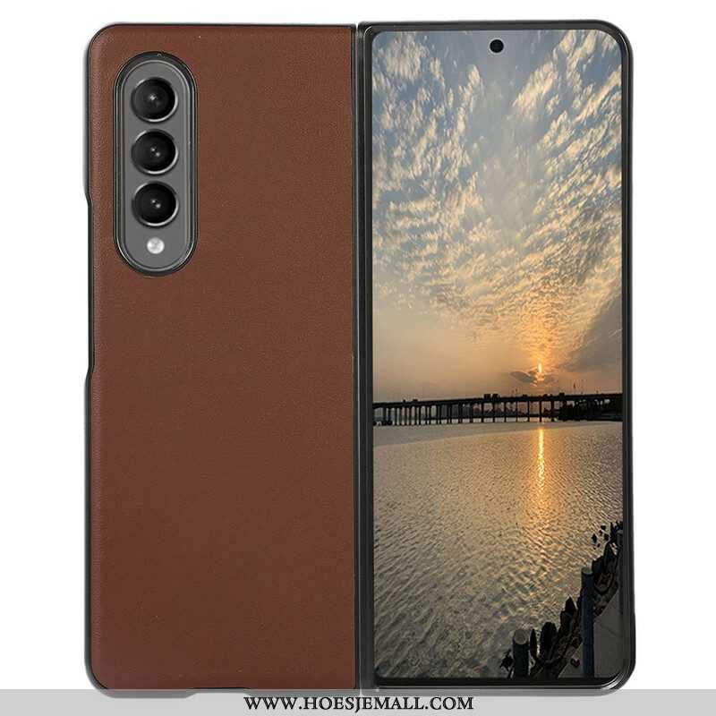 Hoesje voor Samsung Galaxy Z Fold 3 5G Echt Lederen Ontwerp