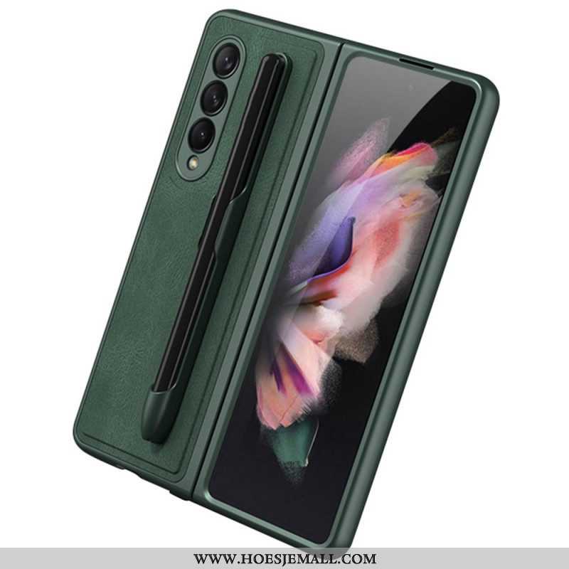 Hoesje voor Samsung Galaxy Z Fold 3 5G Stylushouder Met Leereffect Gkk