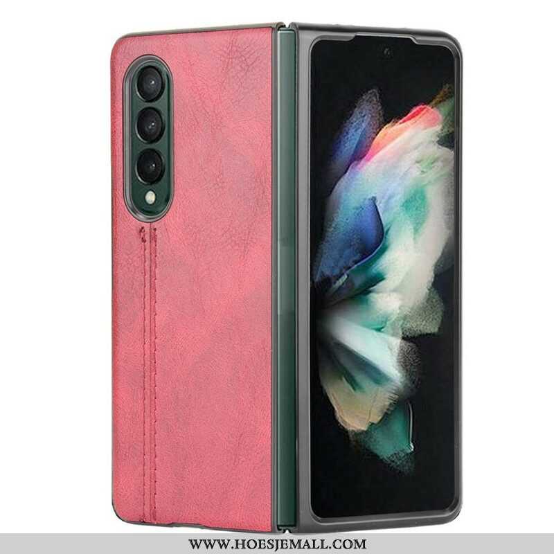 Hoesje voor Samsung Galaxy Z Fold 3 5G Couture-leereffect