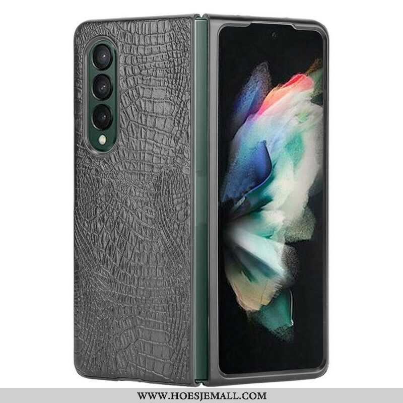 Hoesje voor Samsung Galaxy Z Fold 3 5G Imitatie Krokodillenleer