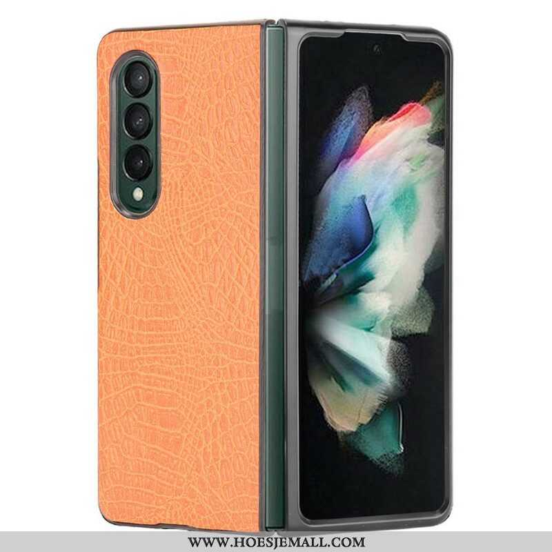 Hoesje voor Samsung Galaxy Z Fold 3 5G Imitatie Krokodillenleer