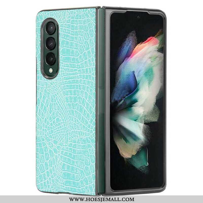 Hoesje voor Samsung Galaxy Z Fold 3 5G Imitatie Krokodillenleer