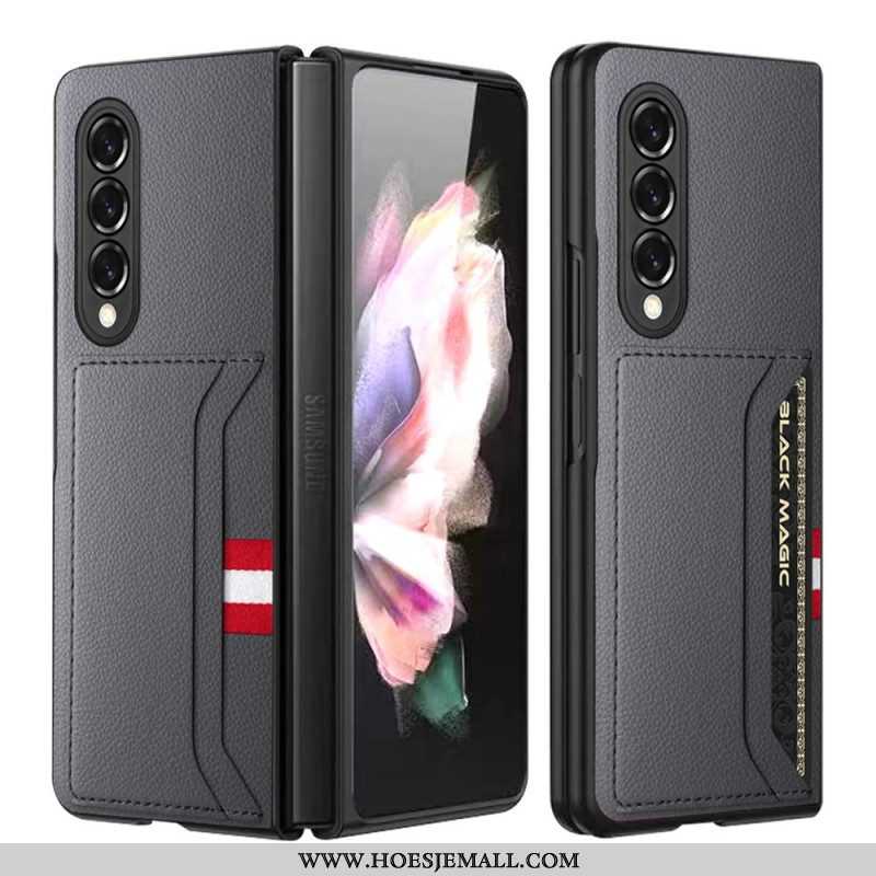 Hoesje voor Samsung Galaxy Z Fold 3 5G Litchi Lederen Dubbele Kaarthouder