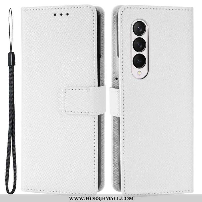 Leren Hoesje voor Samsung Galaxy Z Fold 4 Met Ketting Diamanten Band