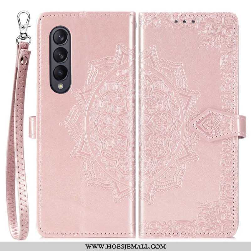 Leren Hoesje voor Samsung Galaxy Z Fold 4 Met Ketting Middeleeuwse Strappy Mandala